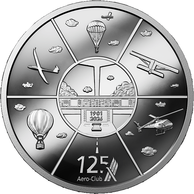 Silbermünze 125 Jahre Aero-Club der Schweiz