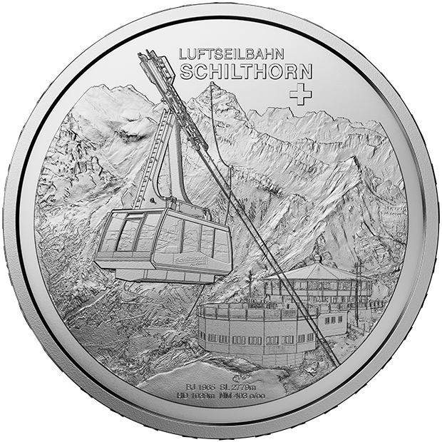 Silver coin “Aerial Cableway Schilthorn”