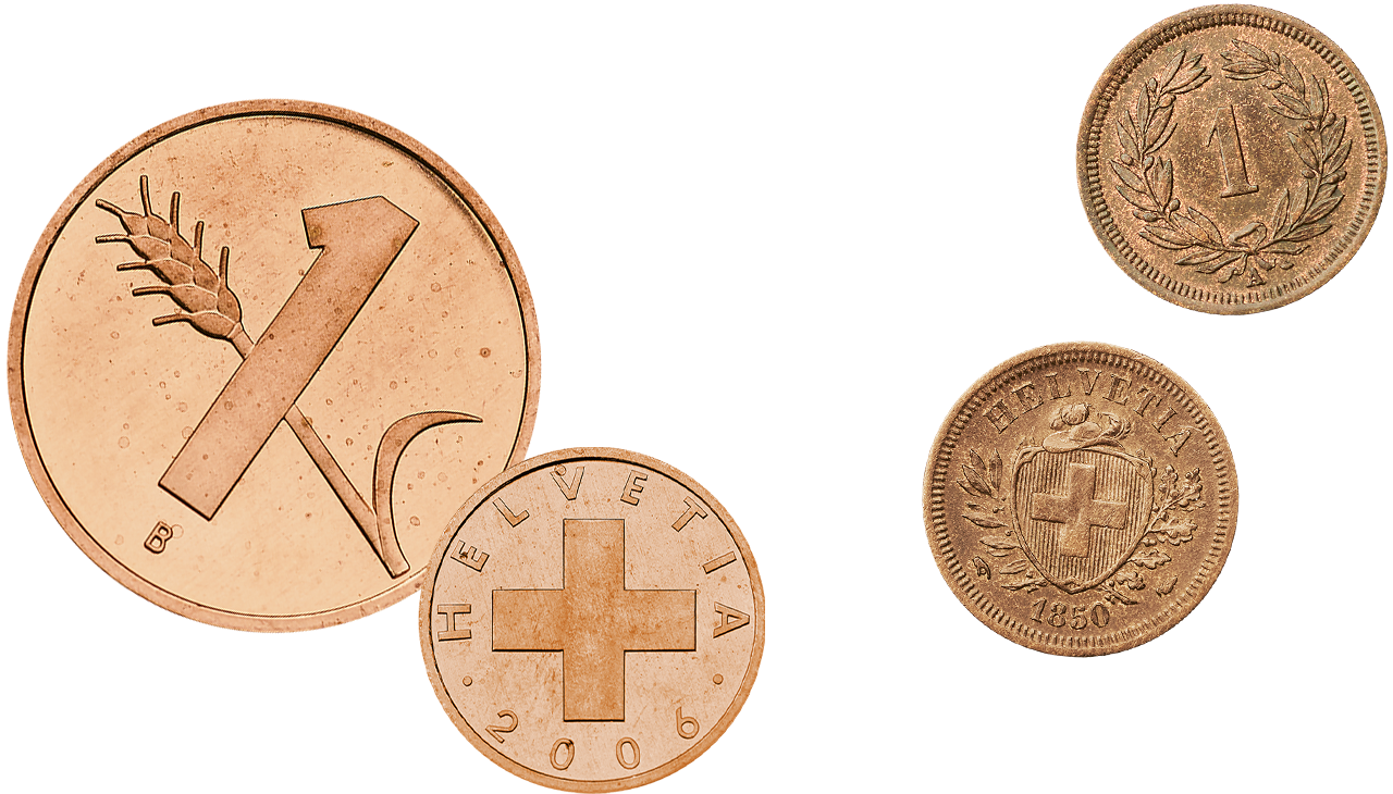 1 Rappen Münzen